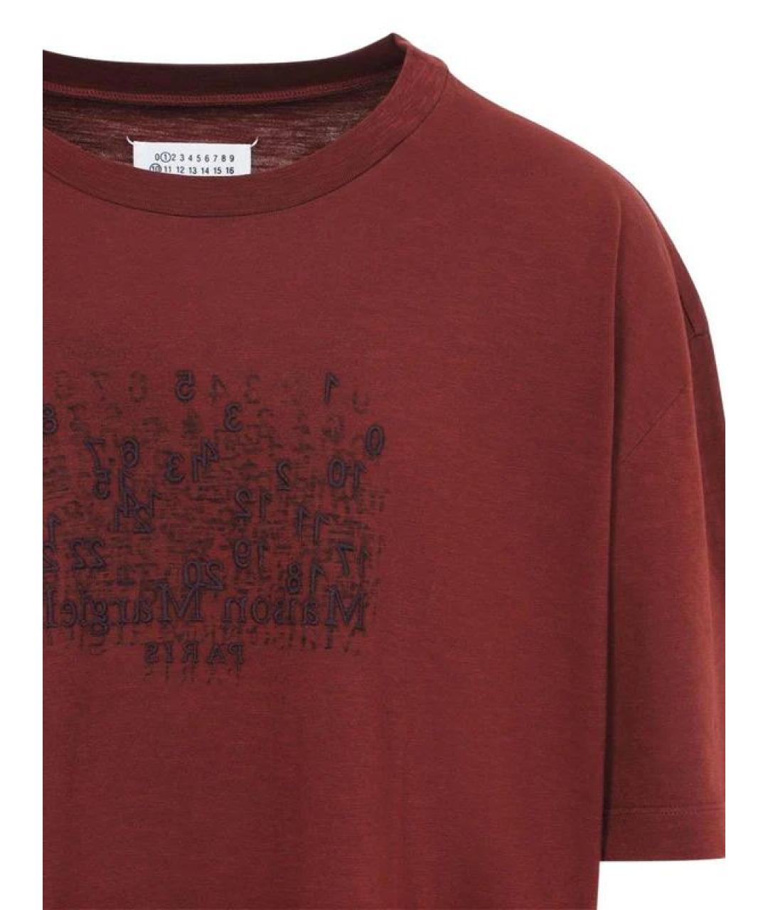 MAISON MARGIELA Бордовая хлопковая футболка, фото 3