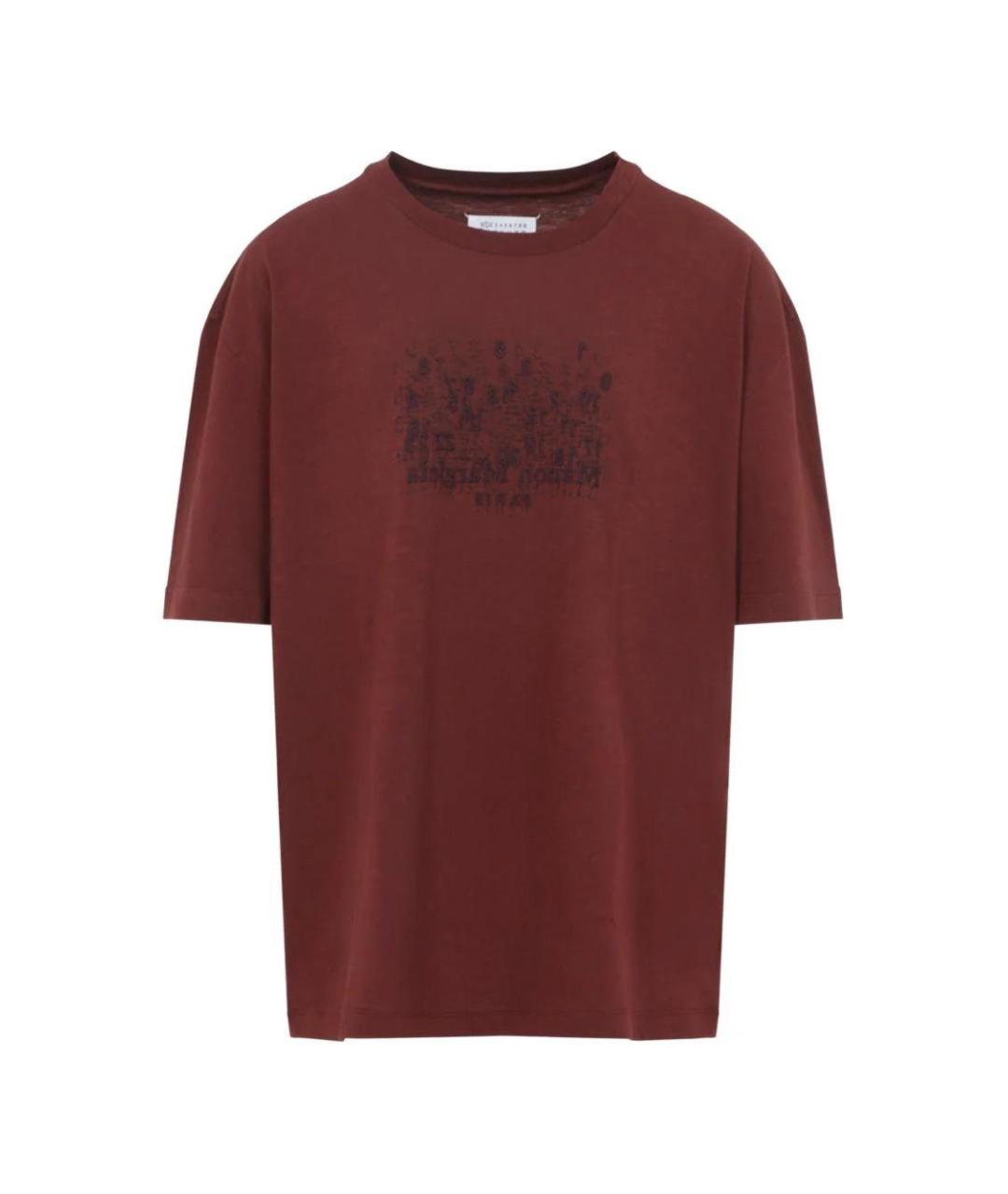 MAISON MARGIELA Бордовая хлопковая футболка, фото 1