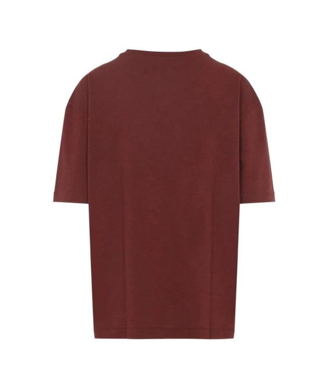 MAISON MARGIELA Бордовая хлопковая футболка, фото 2