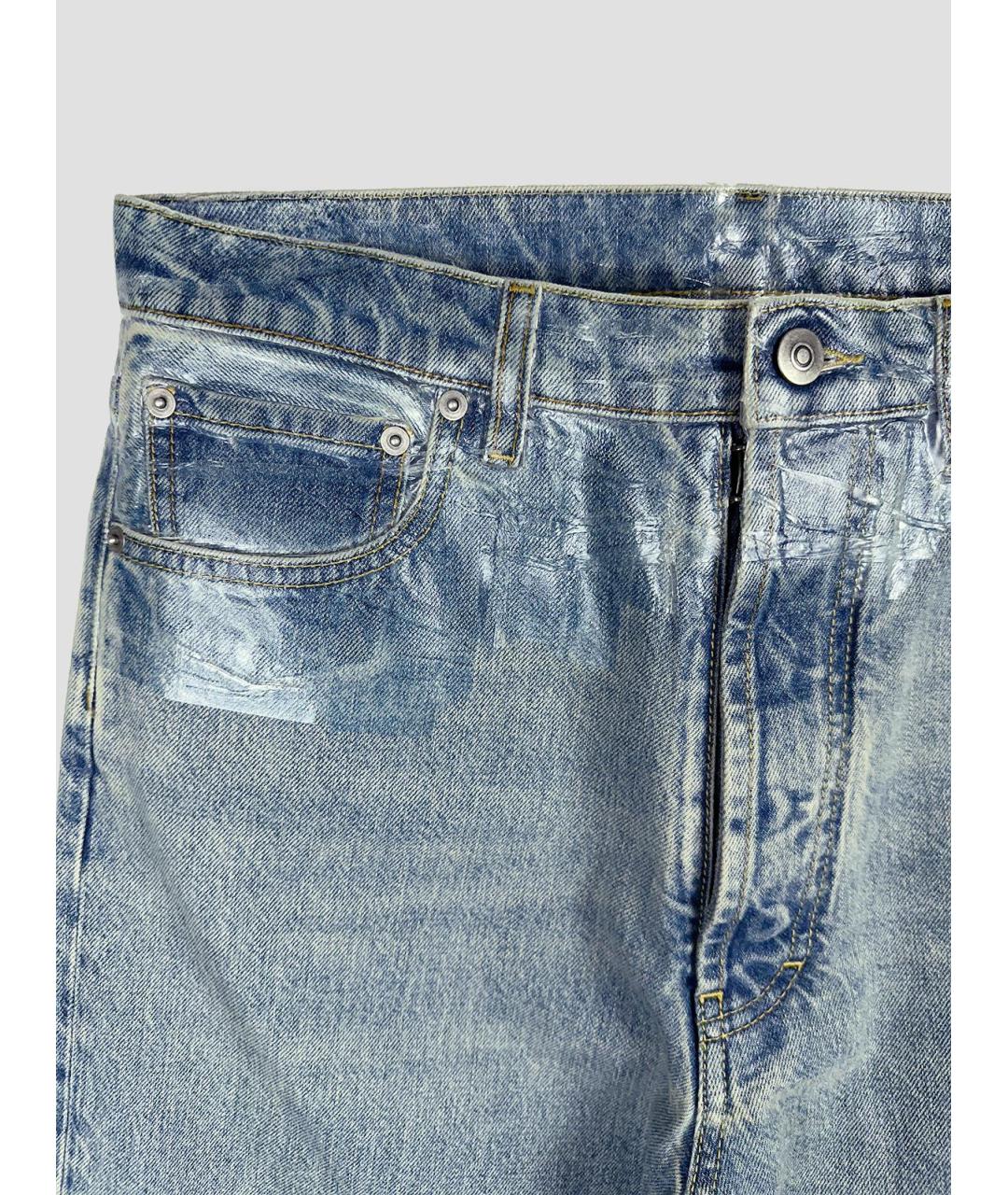 MAISON MARGIELA Голубые хлопковые прямые джинсы, фото 3