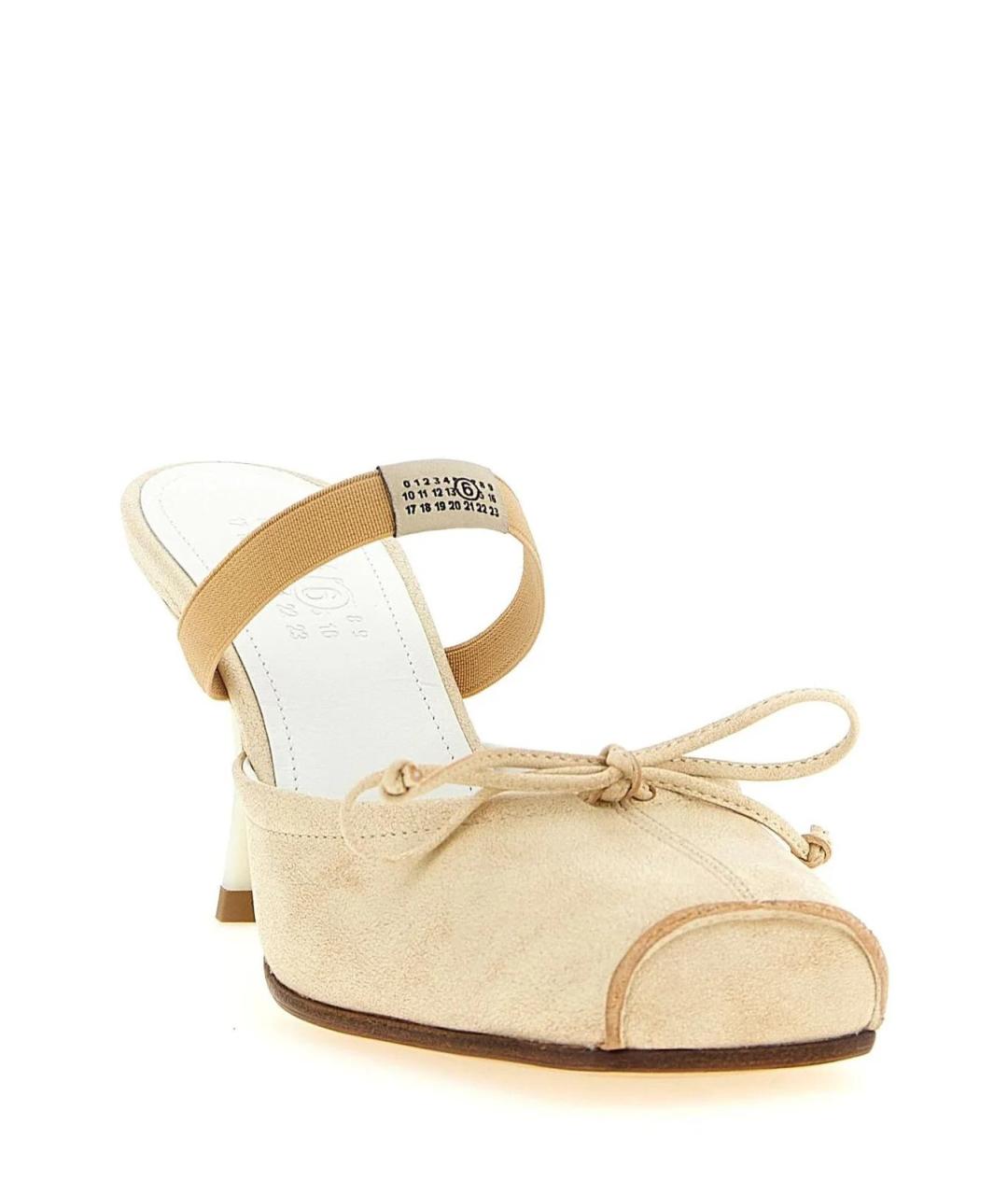 MM6 MAISON MARGIELA Бежевые замшевые мюли, фото 2