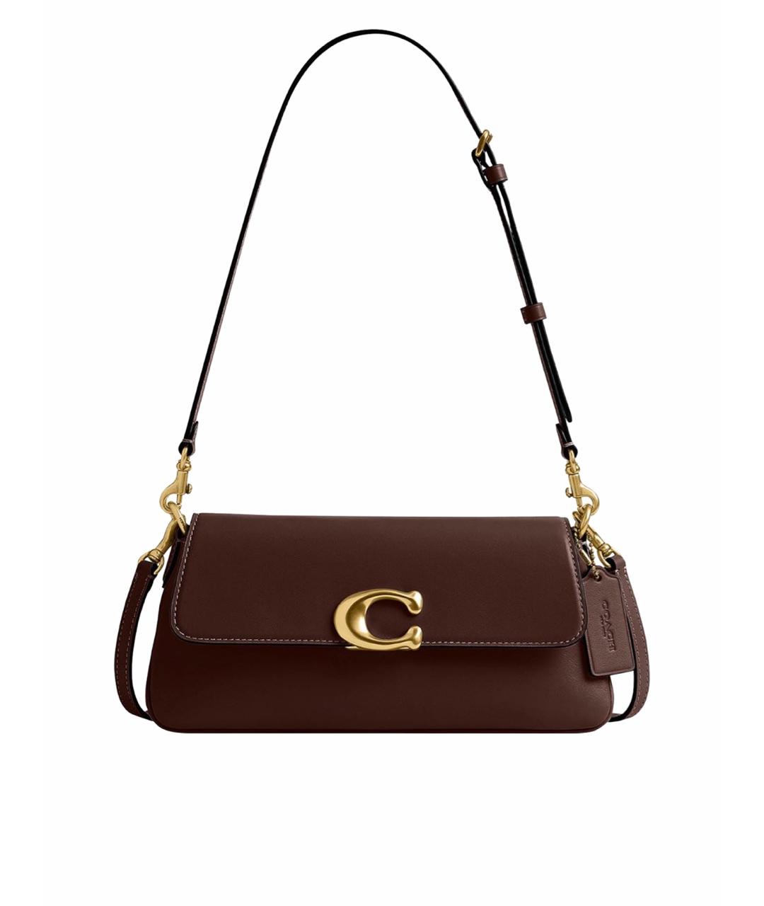 COACH Коричневая кожаная сумка через плечо, фото 1