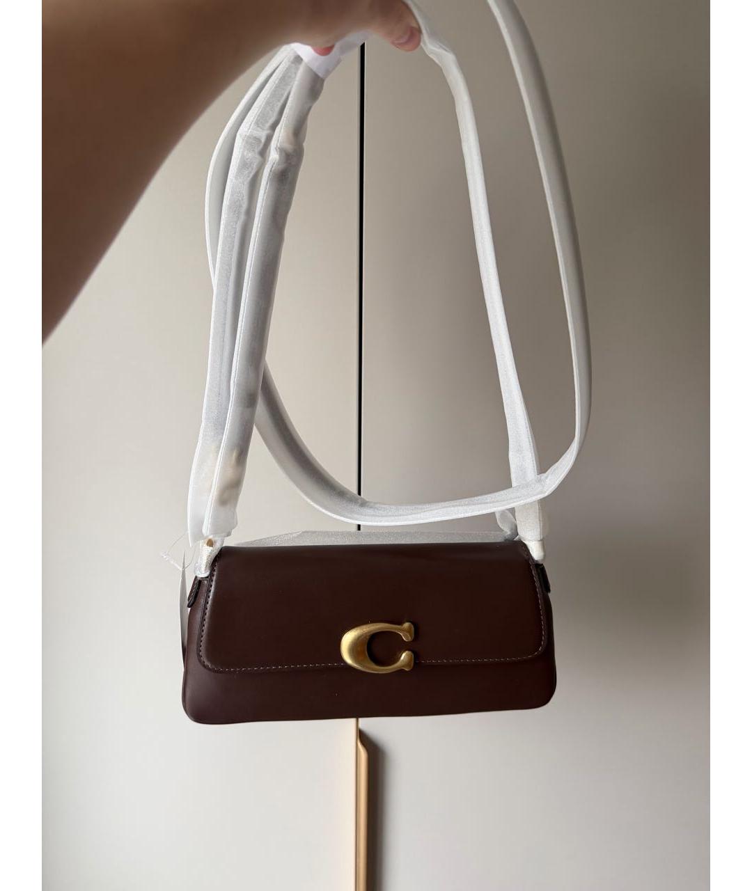 COACH Коричневая кожаная сумка через плечо, фото 2