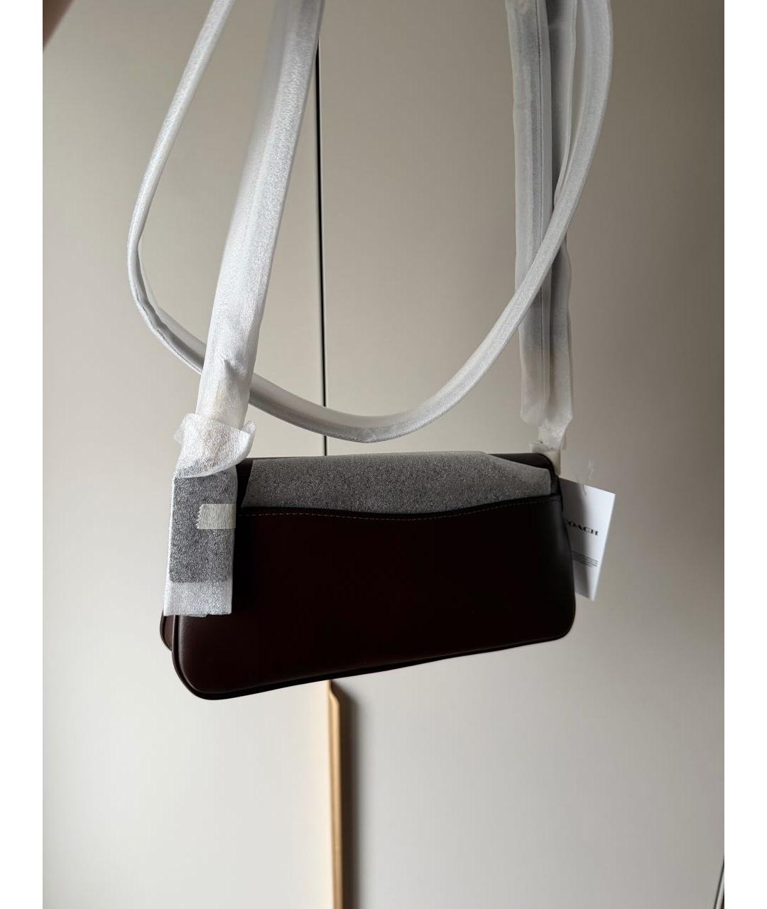 COACH Коричневая кожаная сумка через плечо, фото 4