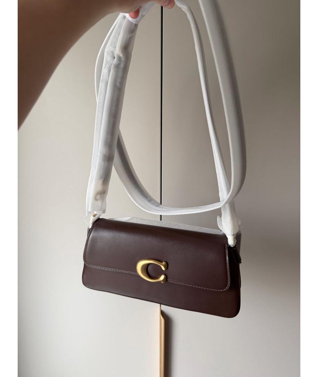 COACH Коричневая кожаная сумка через плечо, фото 3