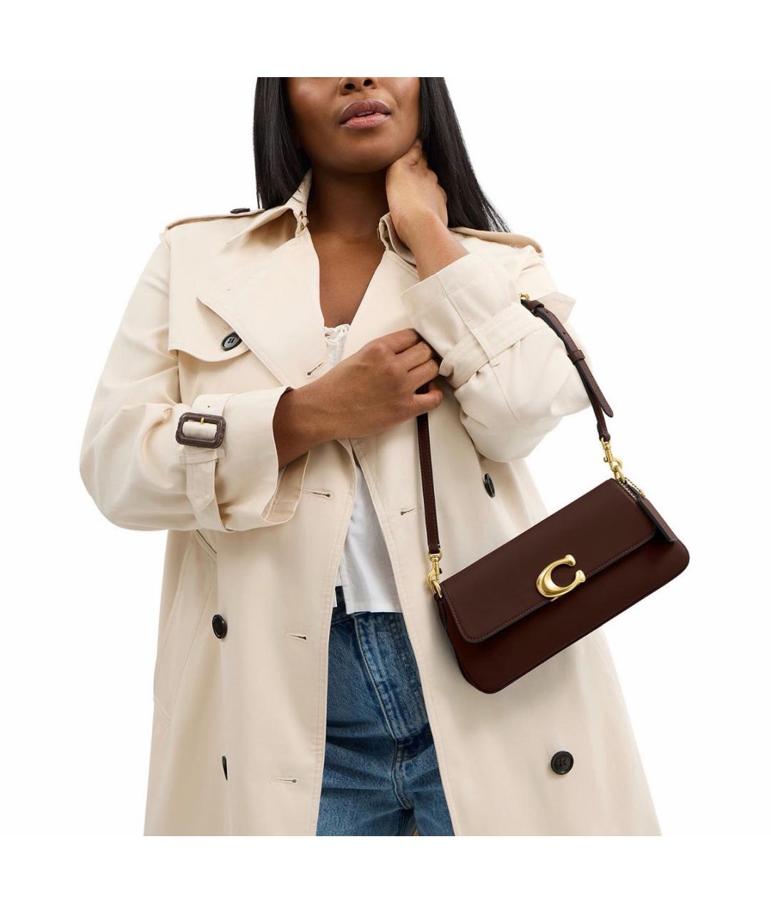 COACH Коричневая кожаная сумка через плечо, фото 6