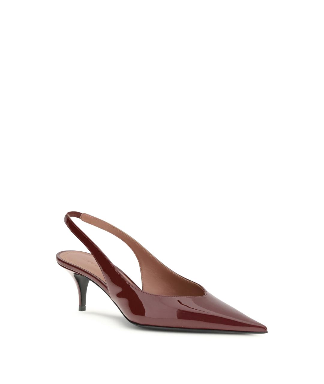 Amina Muaddi Бордовые туфли из лакированной кожи, фото 2