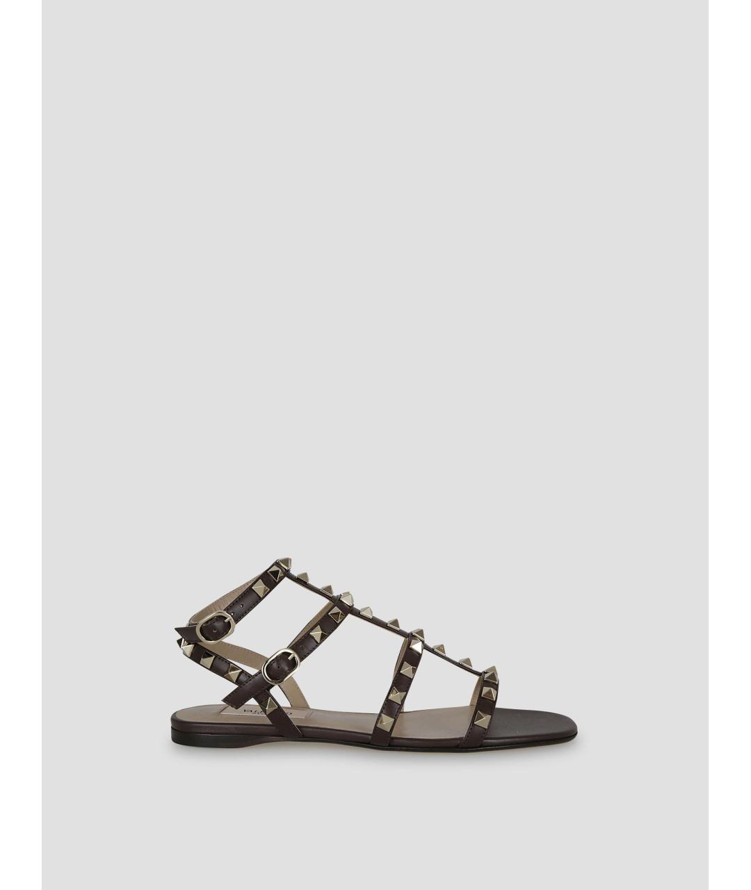 VALENTINO Коричневые кожаные сандалии, фото 4