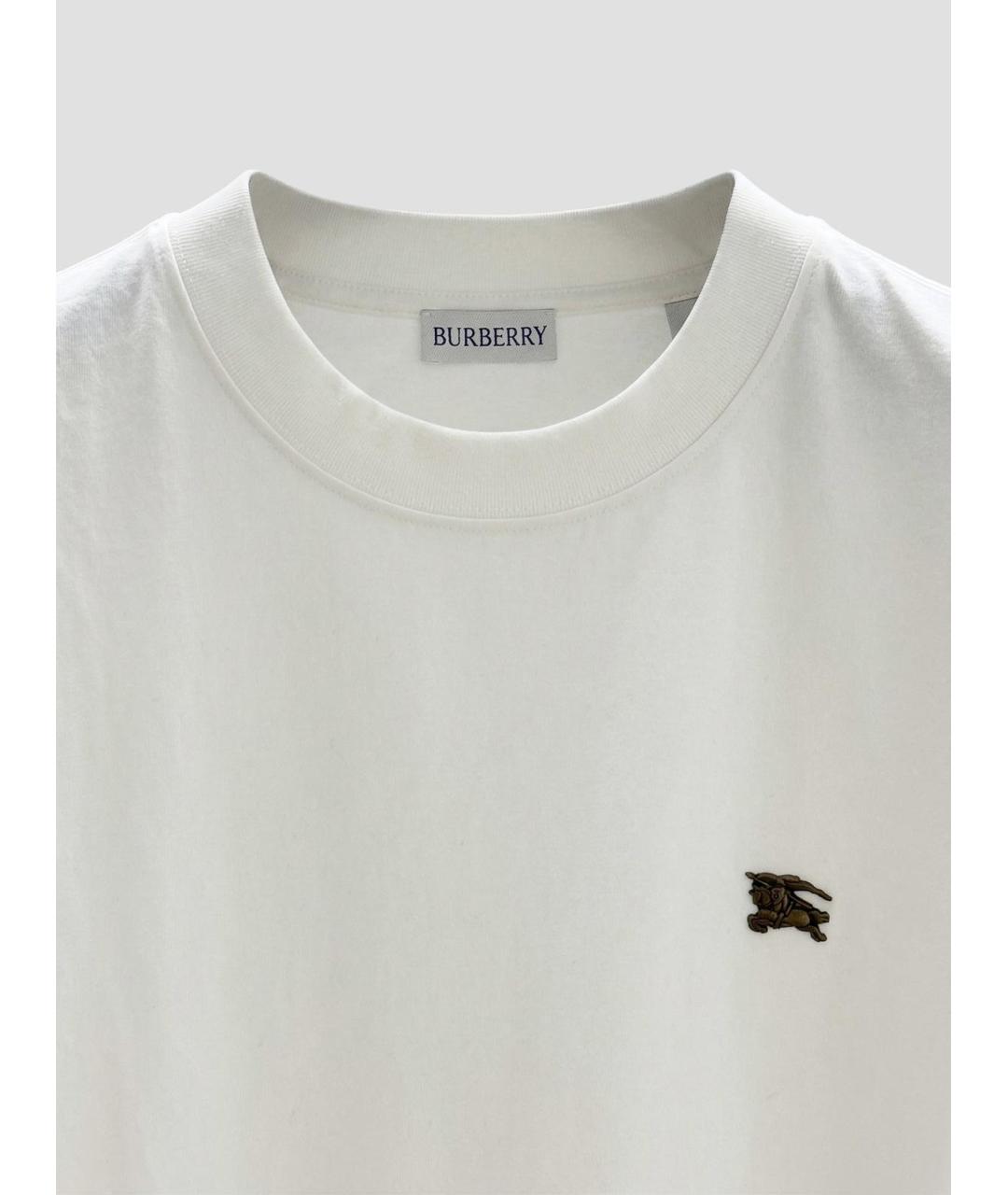 BURBERRY Белая хлопковая футболка, фото 3