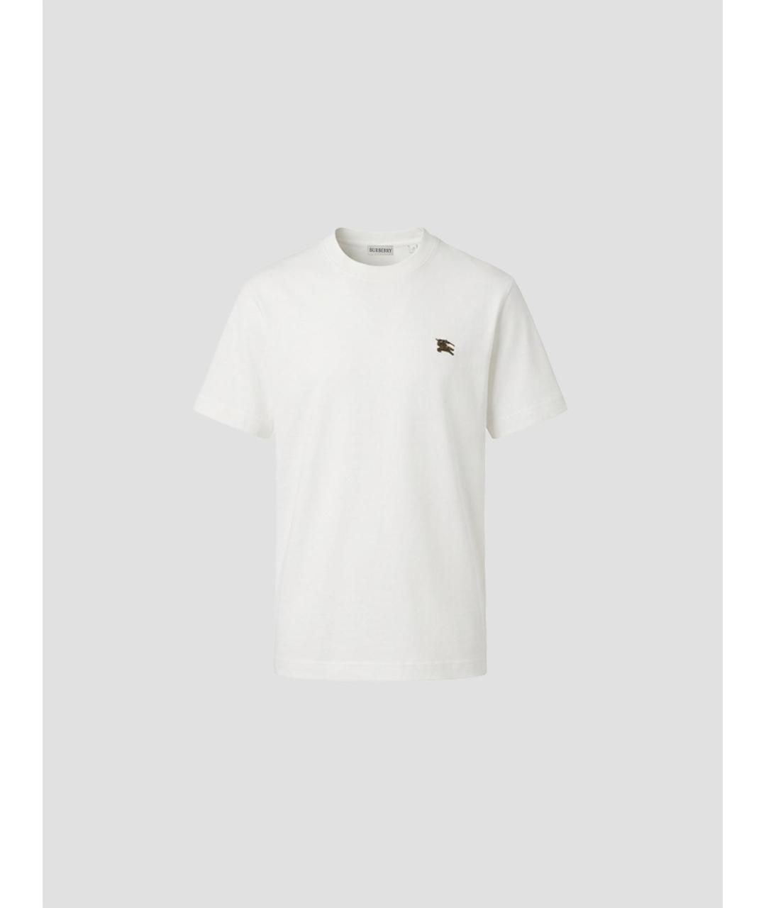 BURBERRY Белая хлопковая футболка, фото 4