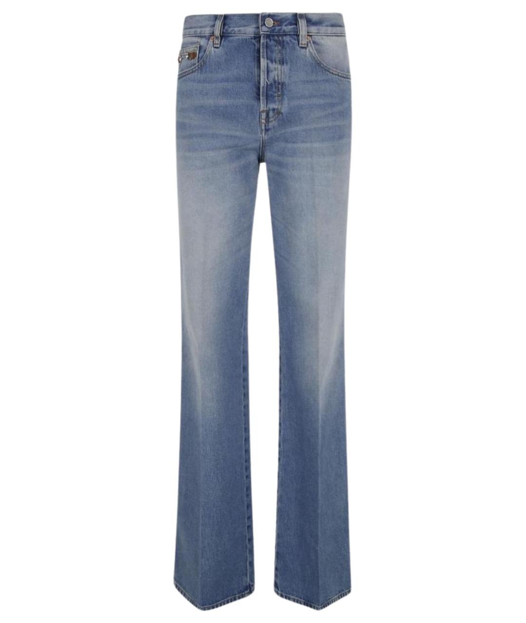 GUCCI Голубые хлопковые прямые джинсы, фото 1