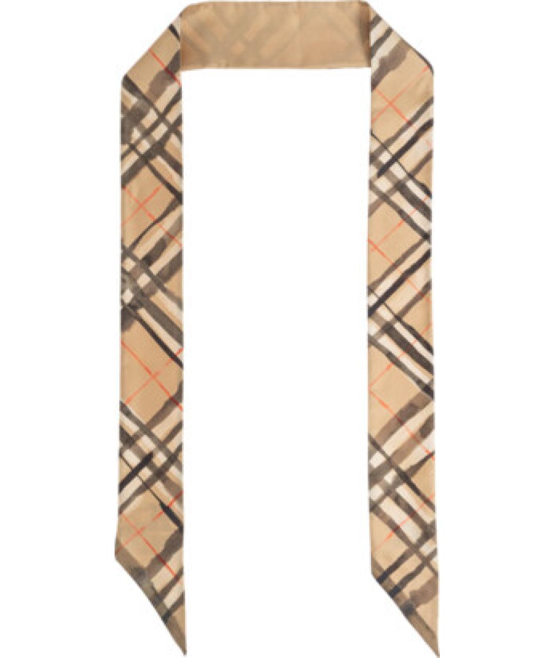 BURBERRY Бежевый шелковый шарф, фото 2