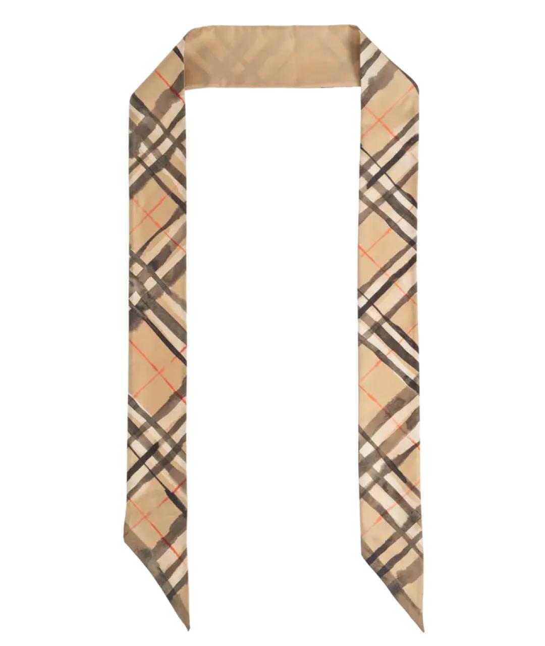 BURBERRY Бежевый шелковый шарф, фото 1