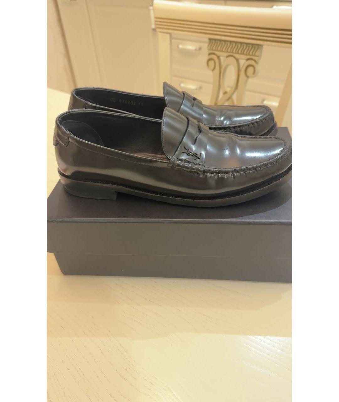 SAINT LAURENT Черные кожаные лоферы, фото 5