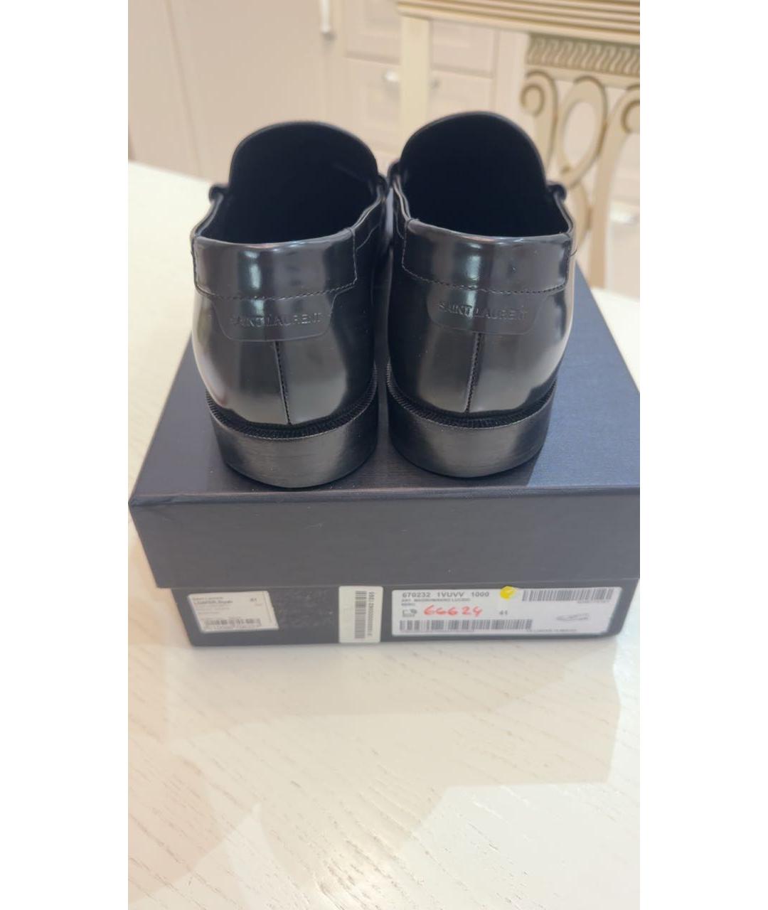 SAINT LAURENT Черные кожаные лоферы, фото 4