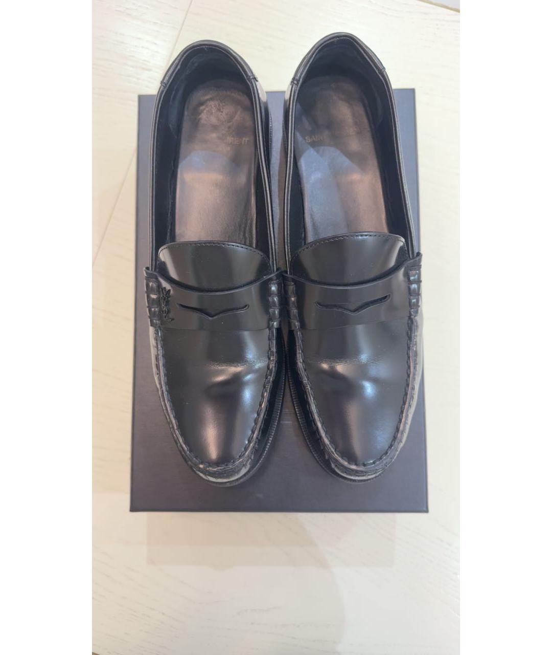 SAINT LAURENT Черные кожаные лоферы, фото 3