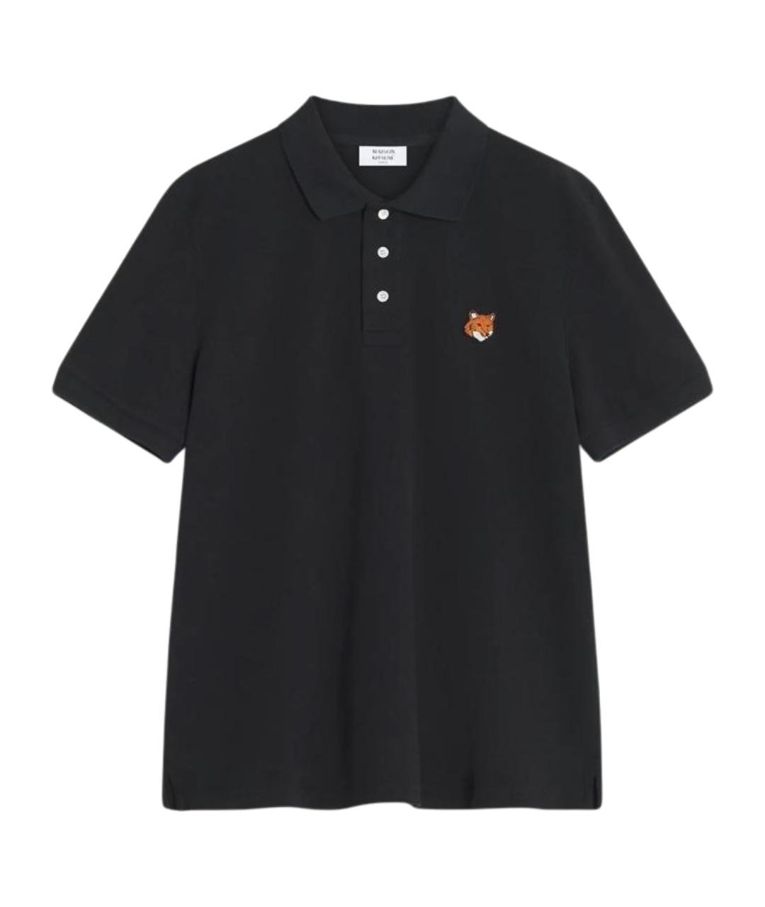MAISON KITSUNE Черное хлопковое поло с коротким рукавом, фото 1