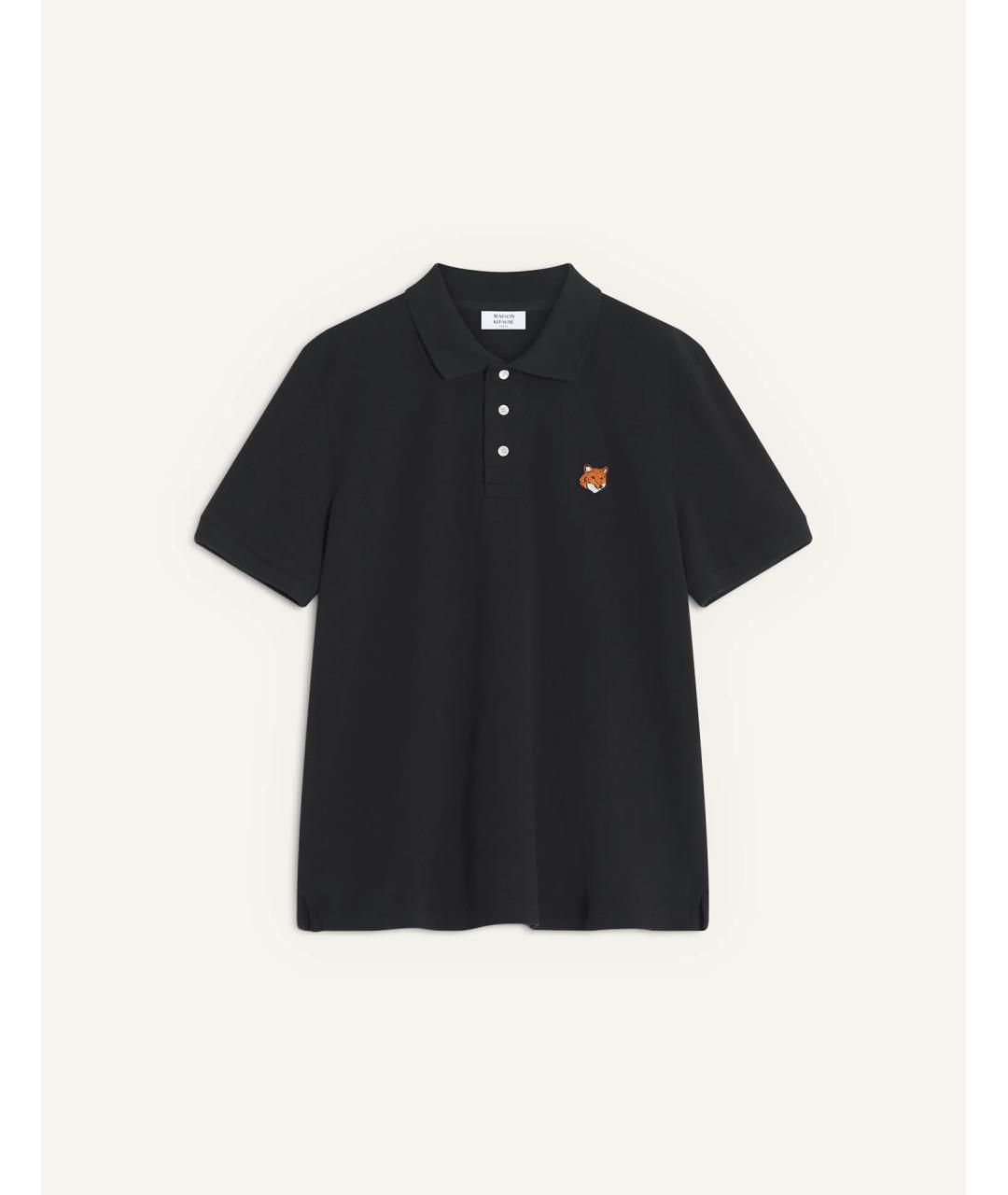 MAISON KITSUNE Черное хлопковое поло с коротким рукавом, фото 3