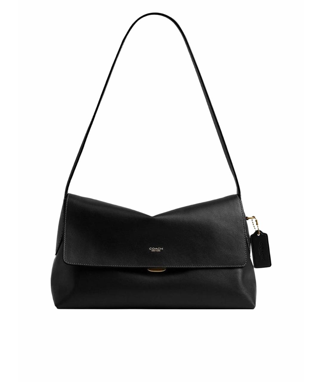 COACH Черная кожаная сумка с короткими ручками, фото 1