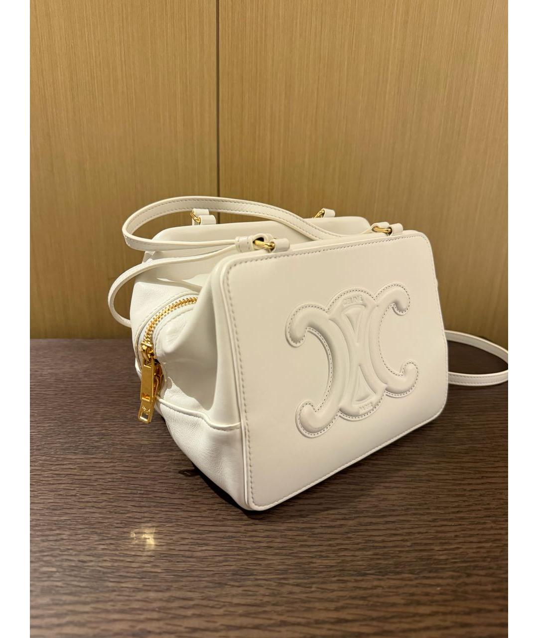 CELINE Белая кожаная сумка через плечо, фото 2