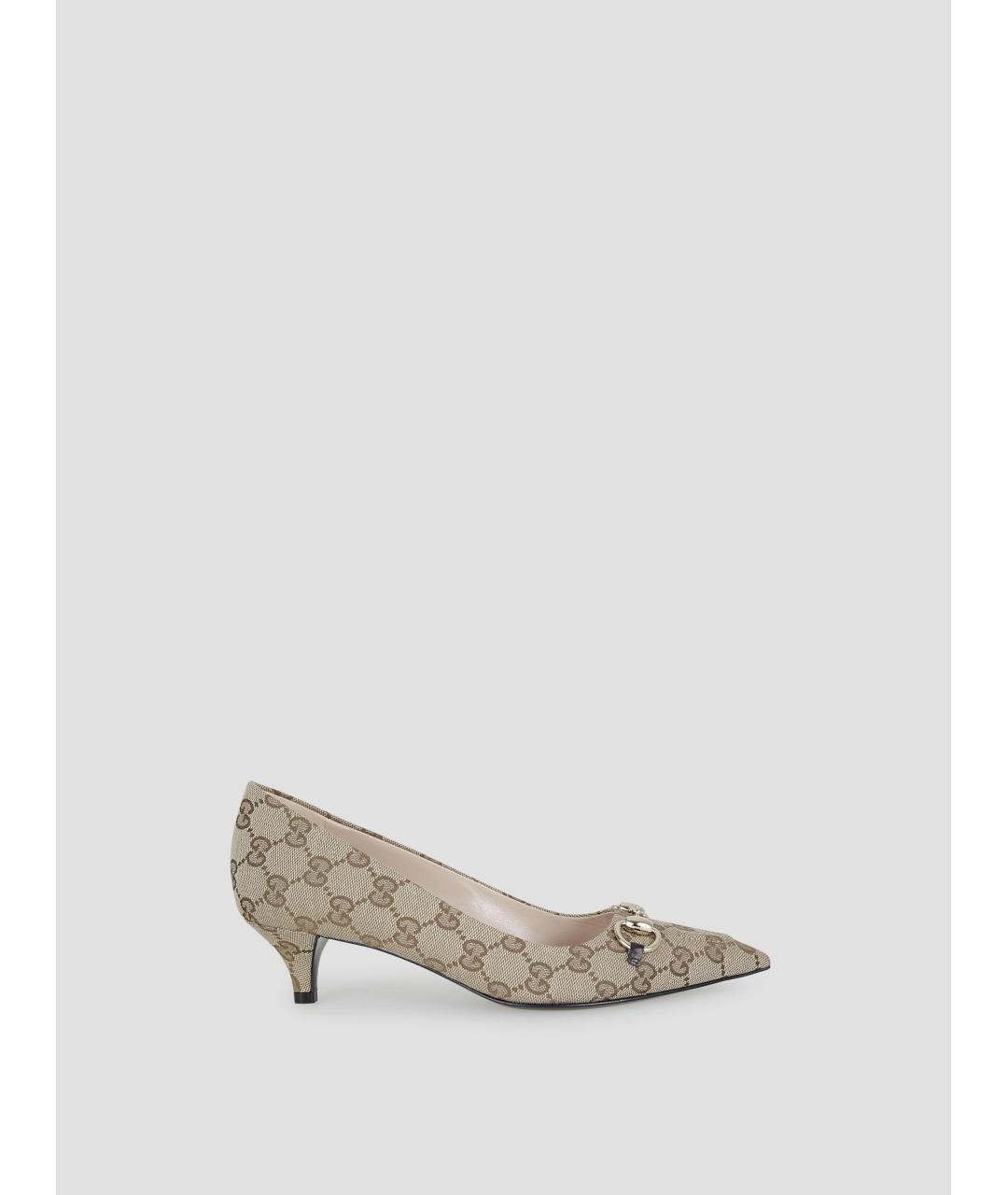 GUCCI Бежевые текстильные туфли, фото 4