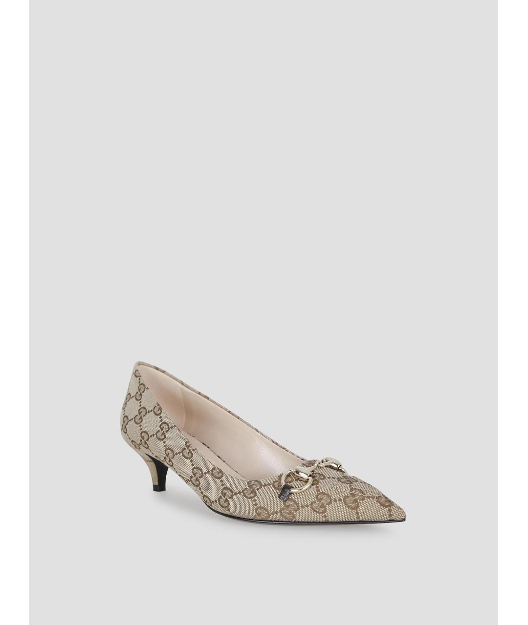 GUCCI Бежевые текстильные туфли, фото 2