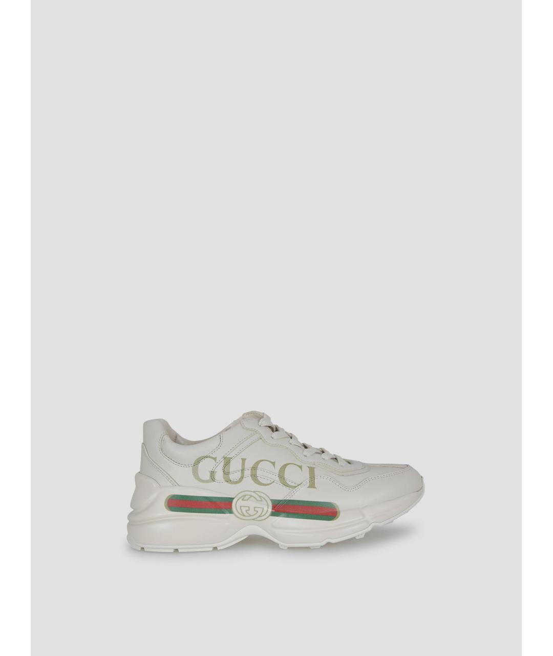 GUCCI Белые кожаные кроссовки, фото 5
