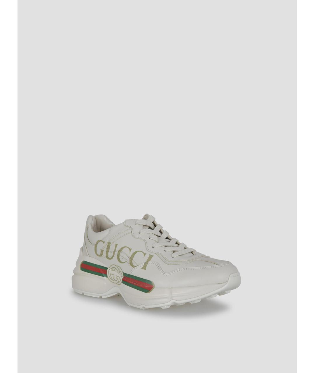 GUCCI Белые кожаные кроссовки, фото 2