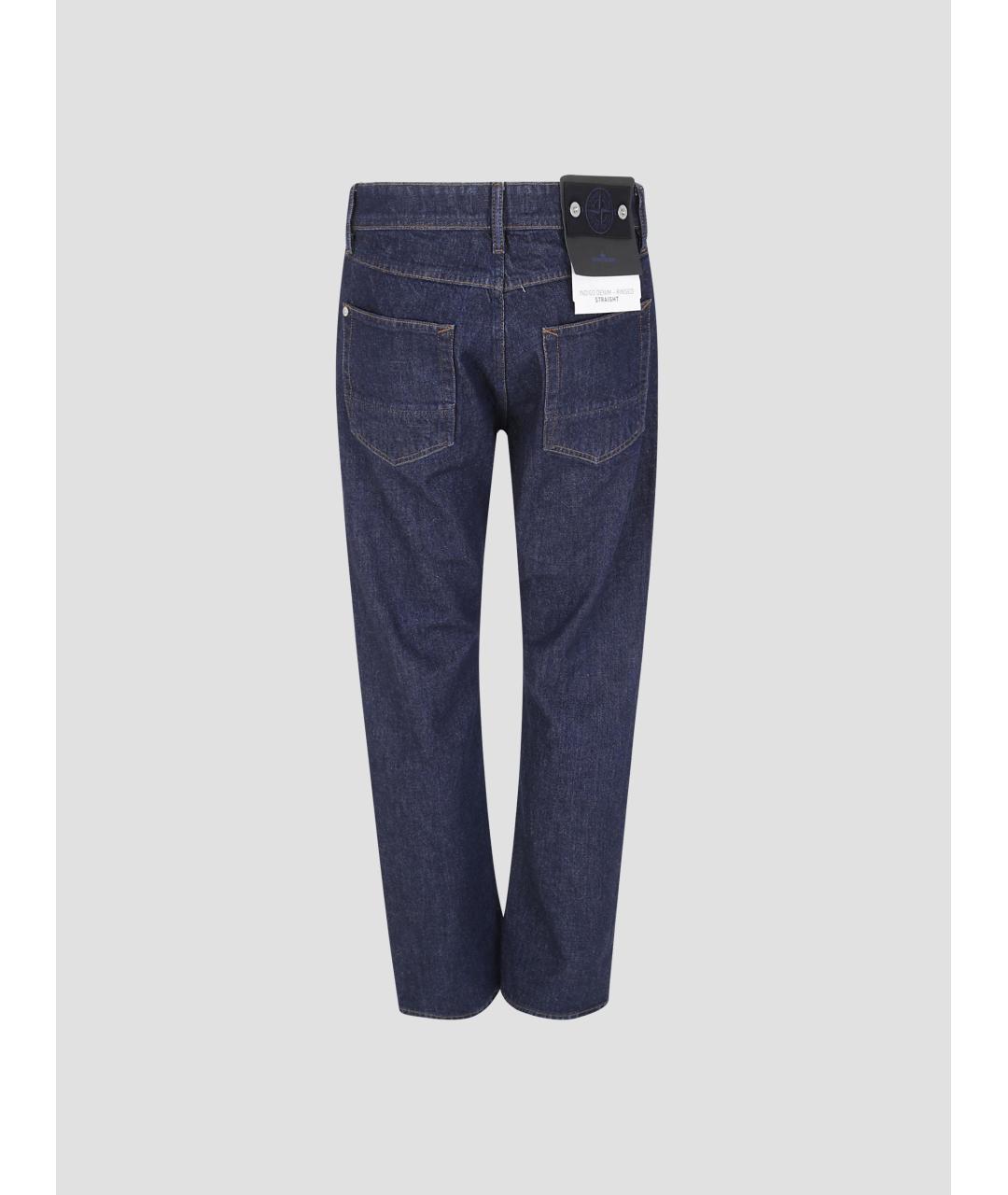 STONE ISLAND Синие хлопковые прямые джинсы, фото 2