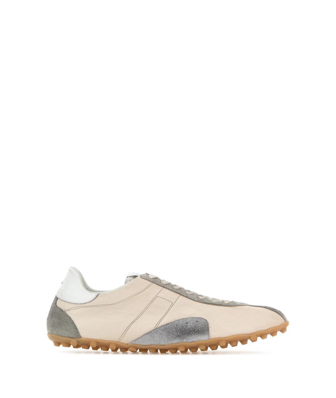 MAISON MARGIELA Бежевые кожаные низкие кроссовки / кеды, фото 1