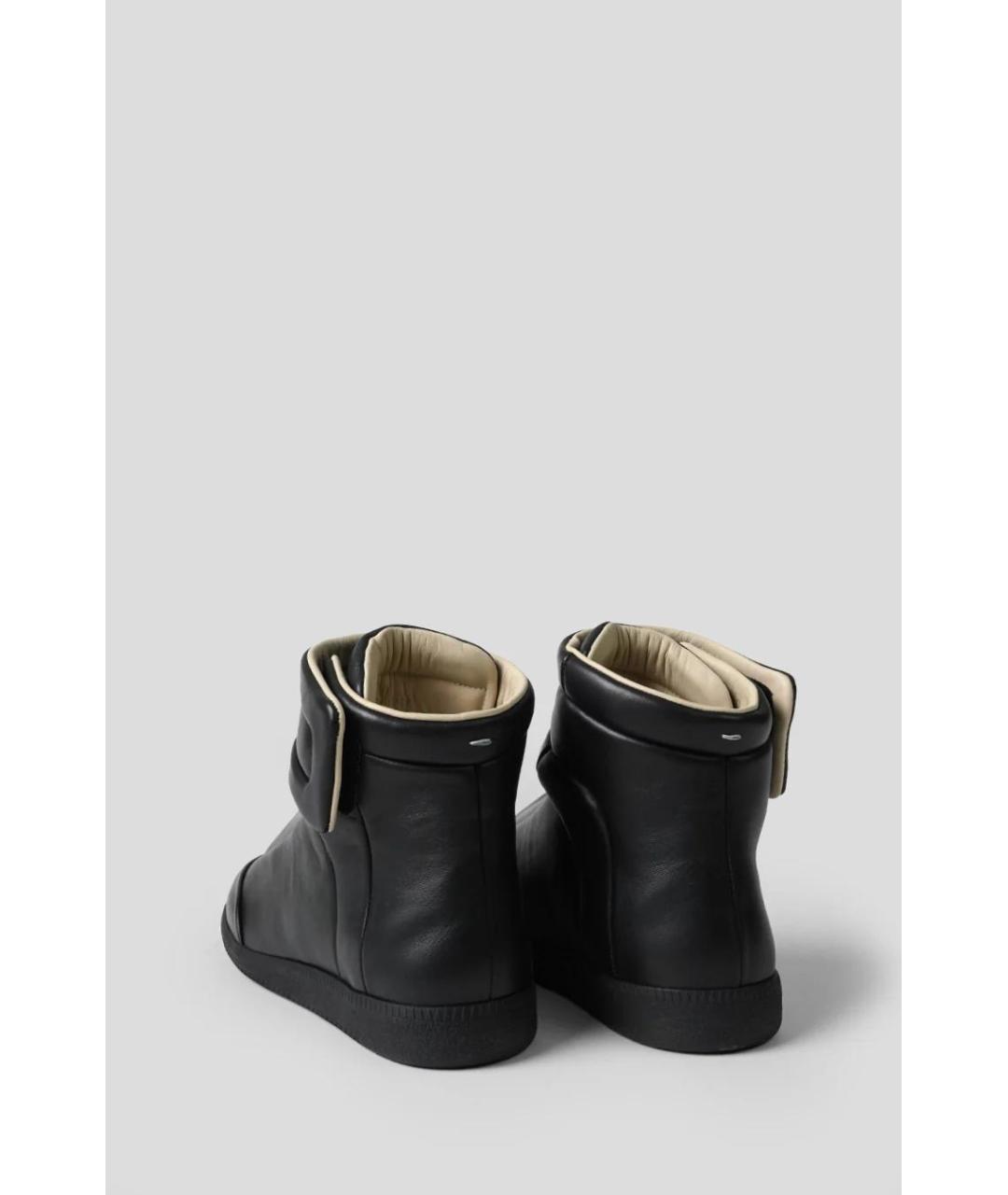 MAISON MARGIELA Черные кожаные высокие кроссовки / кеды, фото 3