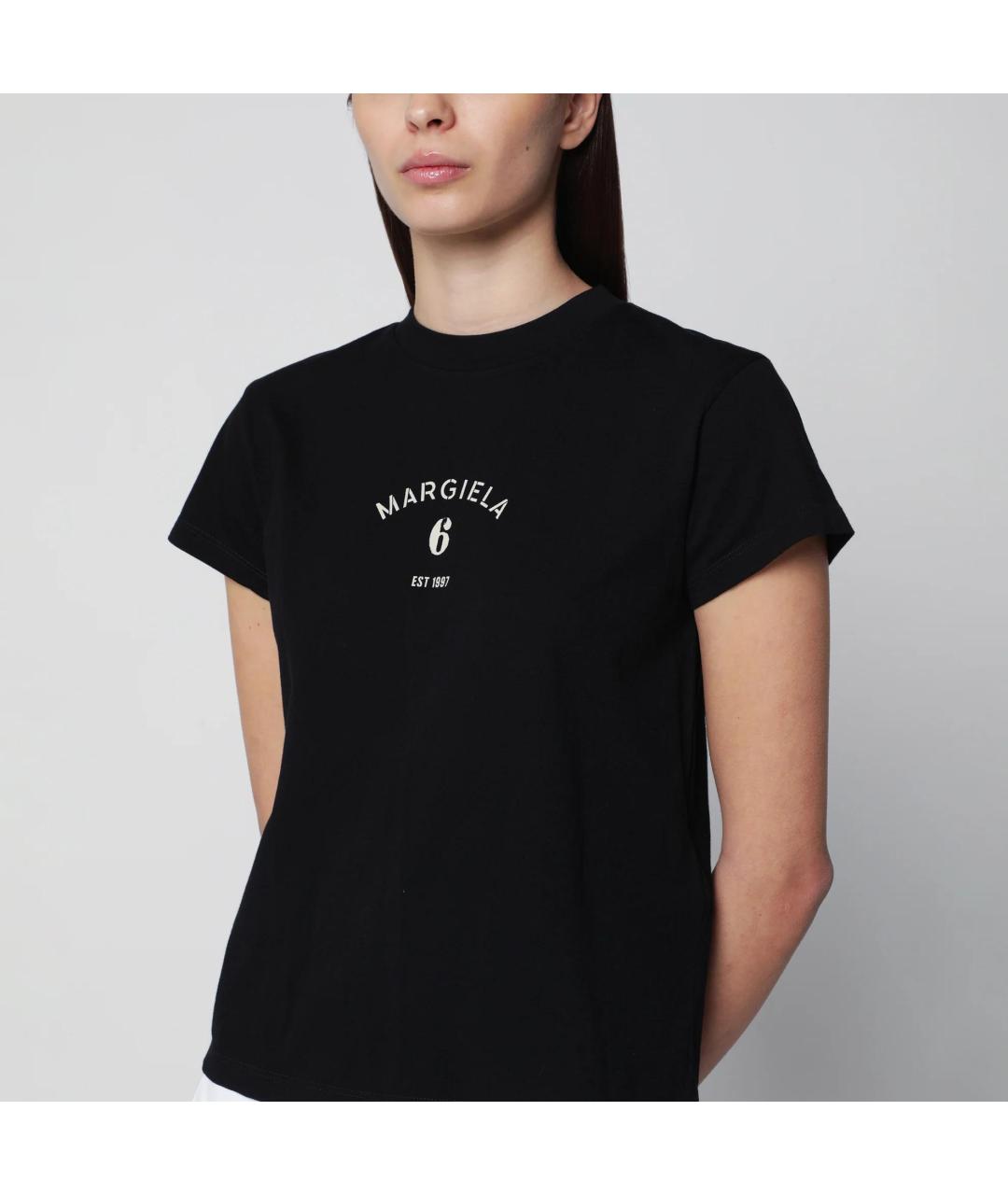 MM6 MAISON MARGIELA Черная хлопковая футболка, фото 2