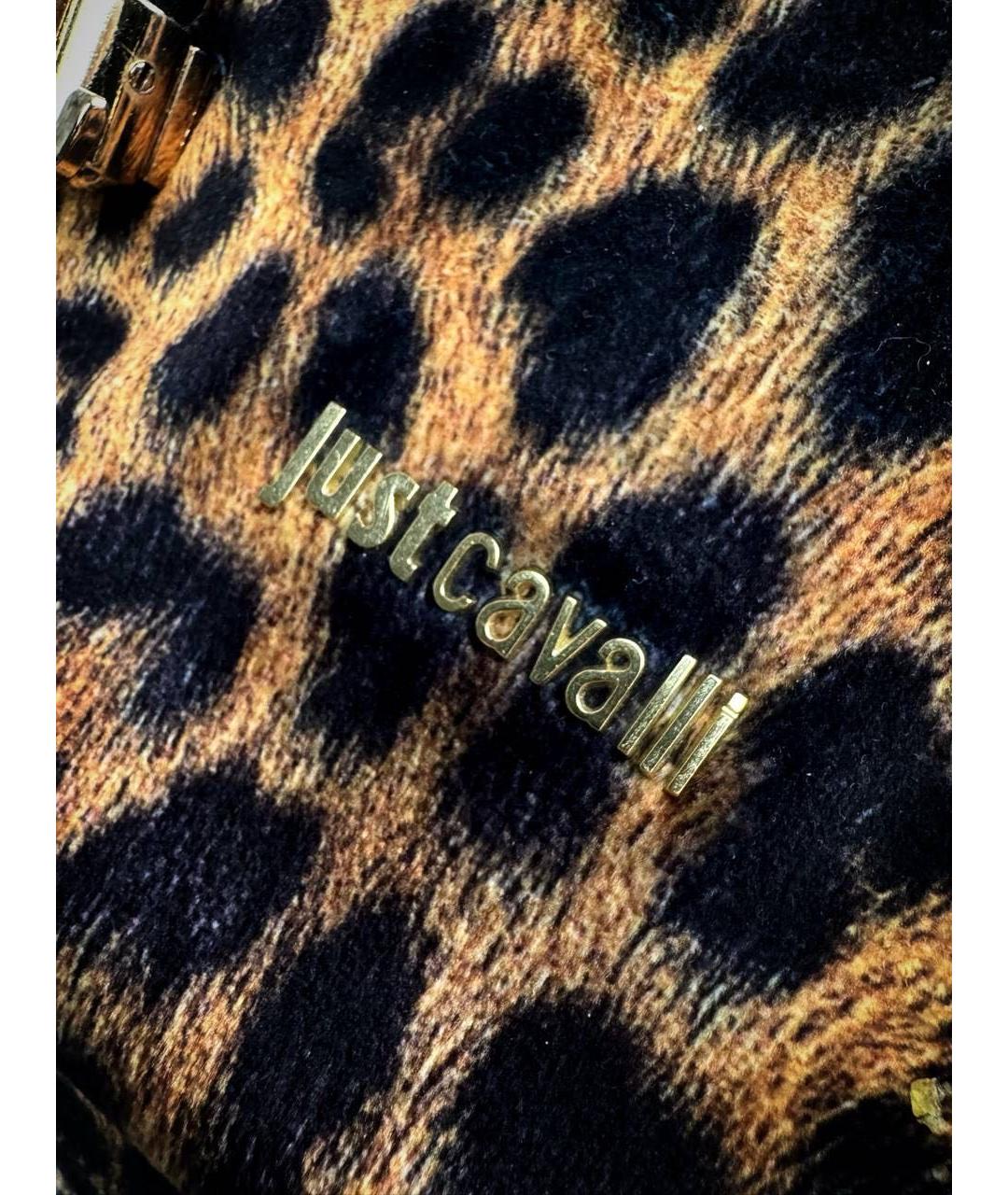 JUST CAVALLI Коричневая хлопковая сумка с короткими ручками, фото 5