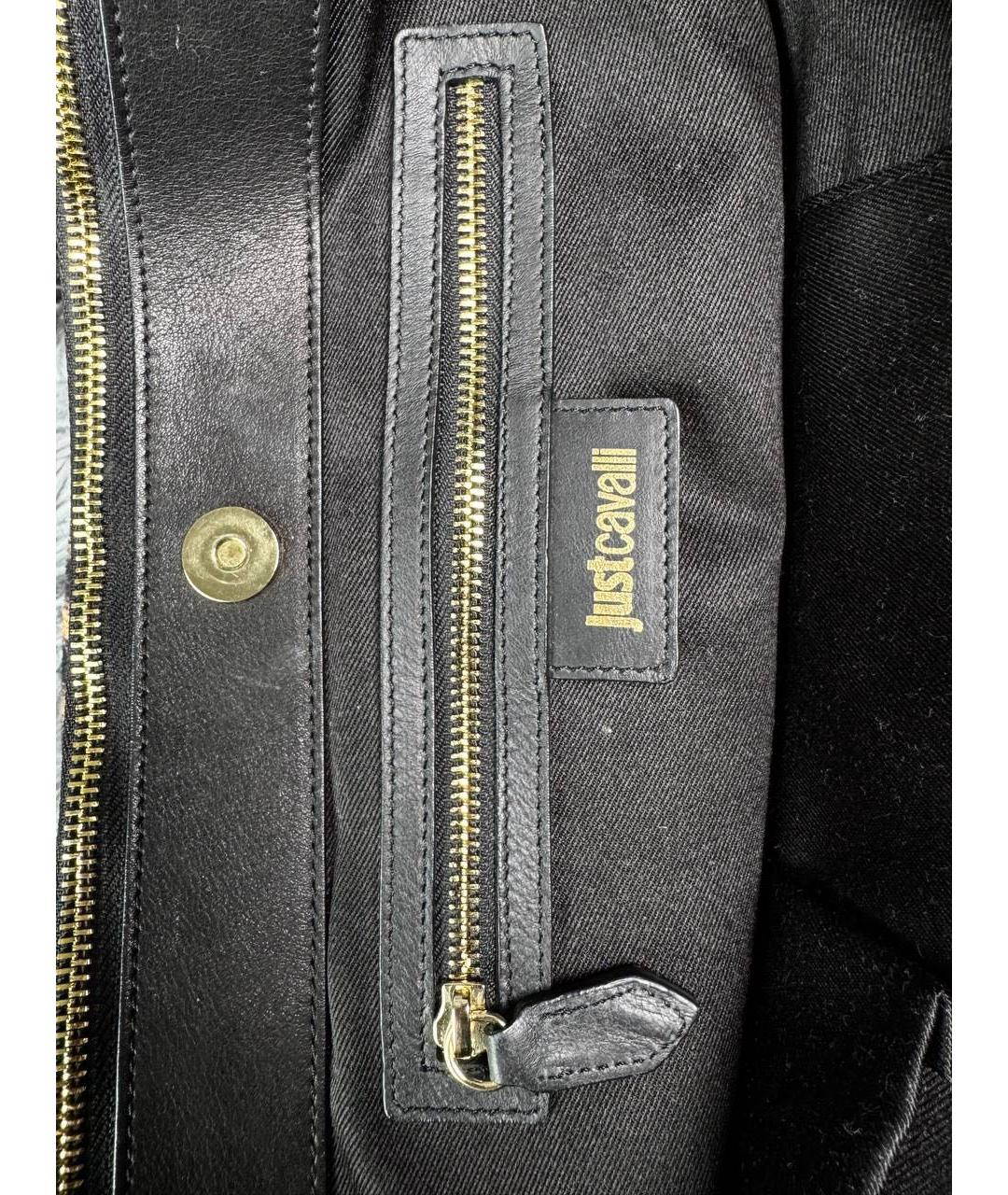 JUST CAVALLI Коричневая хлопковая сумка с короткими ручками, фото 7