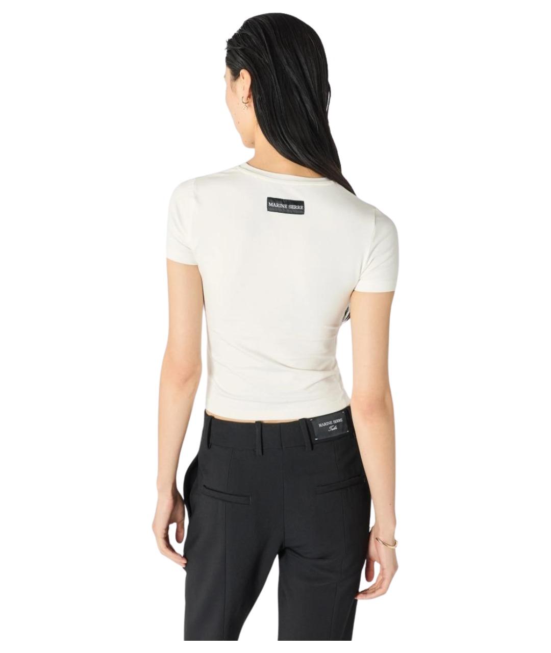MARINE SERRE Белая хлопковая футболка, фото 2