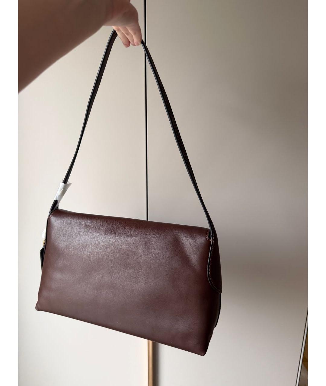 COACH Коричневая кожаная сумка с короткими ручками, фото 4