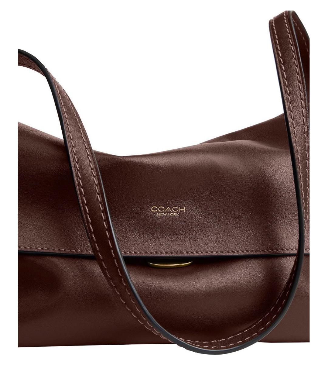COACH Коричневая кожаная сумка с короткими ручками, фото 8