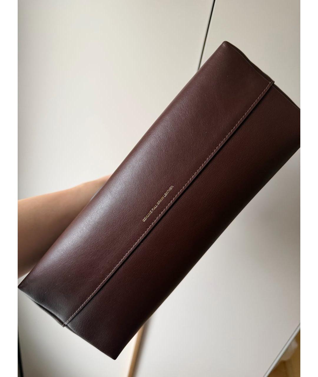 COACH Коричневая кожаная сумка с короткими ручками, фото 6