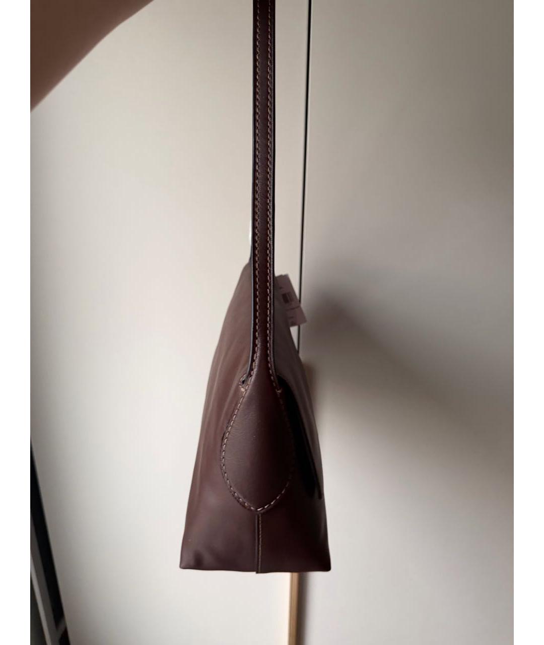 COACH Коричневая кожаная сумка с короткими ручками, фото 5