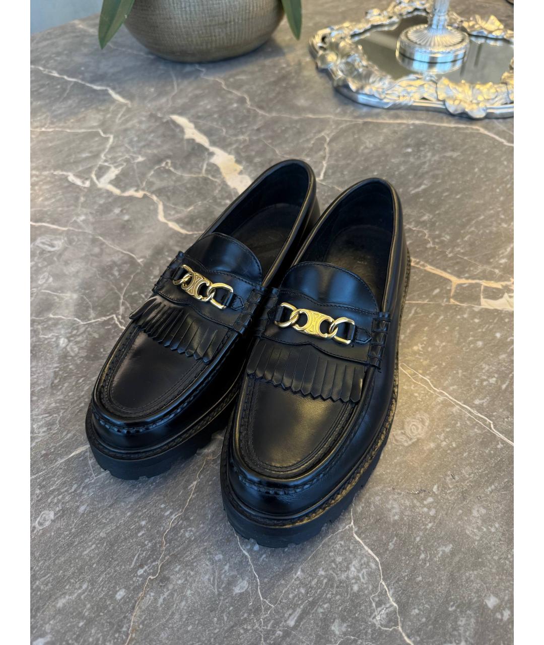 CELINE Черные кожаные лоферы, фото 4