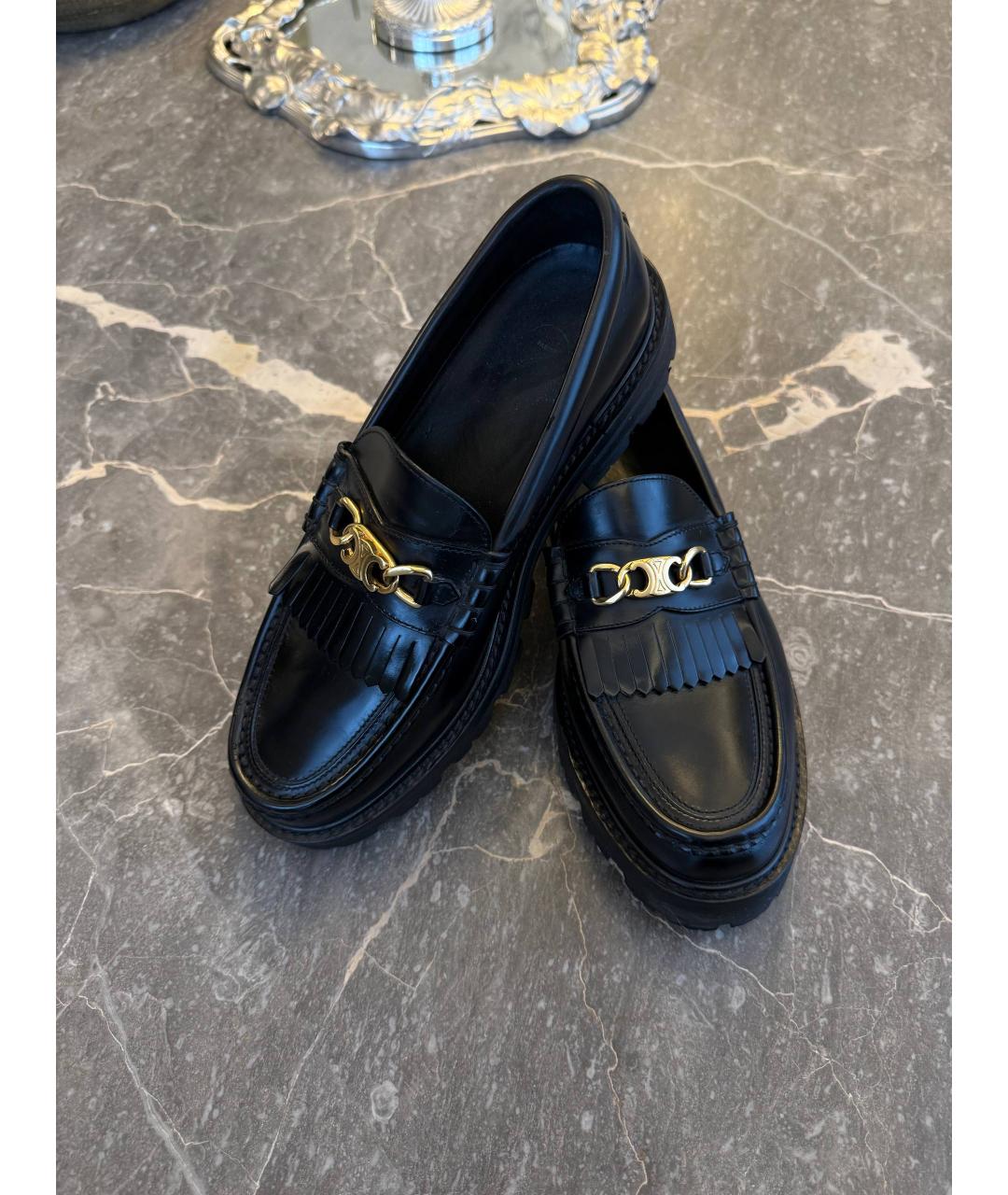 CELINE Черные кожаные лоферы, фото 3