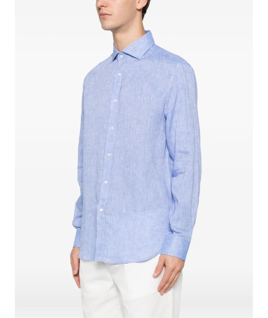 BRUNELLO CUCINELLI Голубая льняная кэжуал рубашка, фото 3