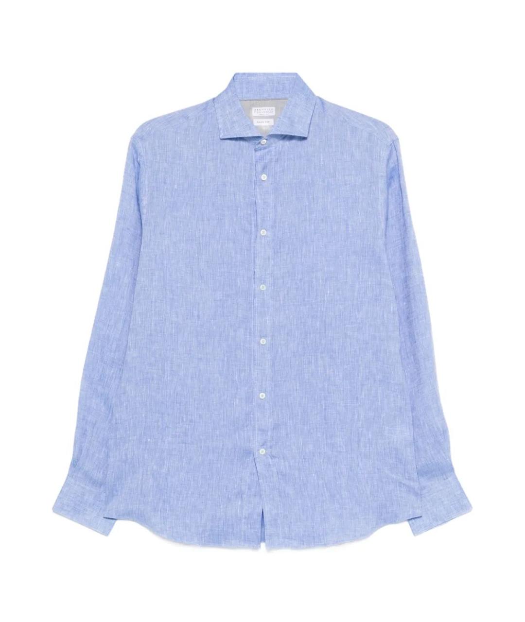 BRUNELLO CUCINELLI Голубая льняная кэжуал рубашка, фото 1