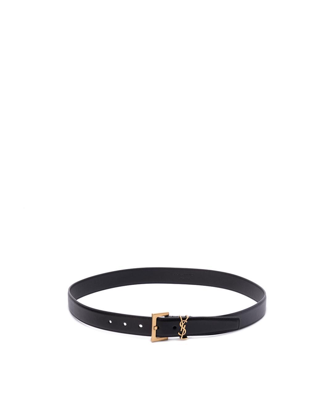 SAINT LAURENT Черный кожаный ремень, фото 3