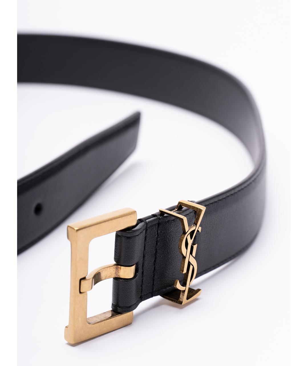 SAINT LAURENT Черный кожаный ремень, фото 2