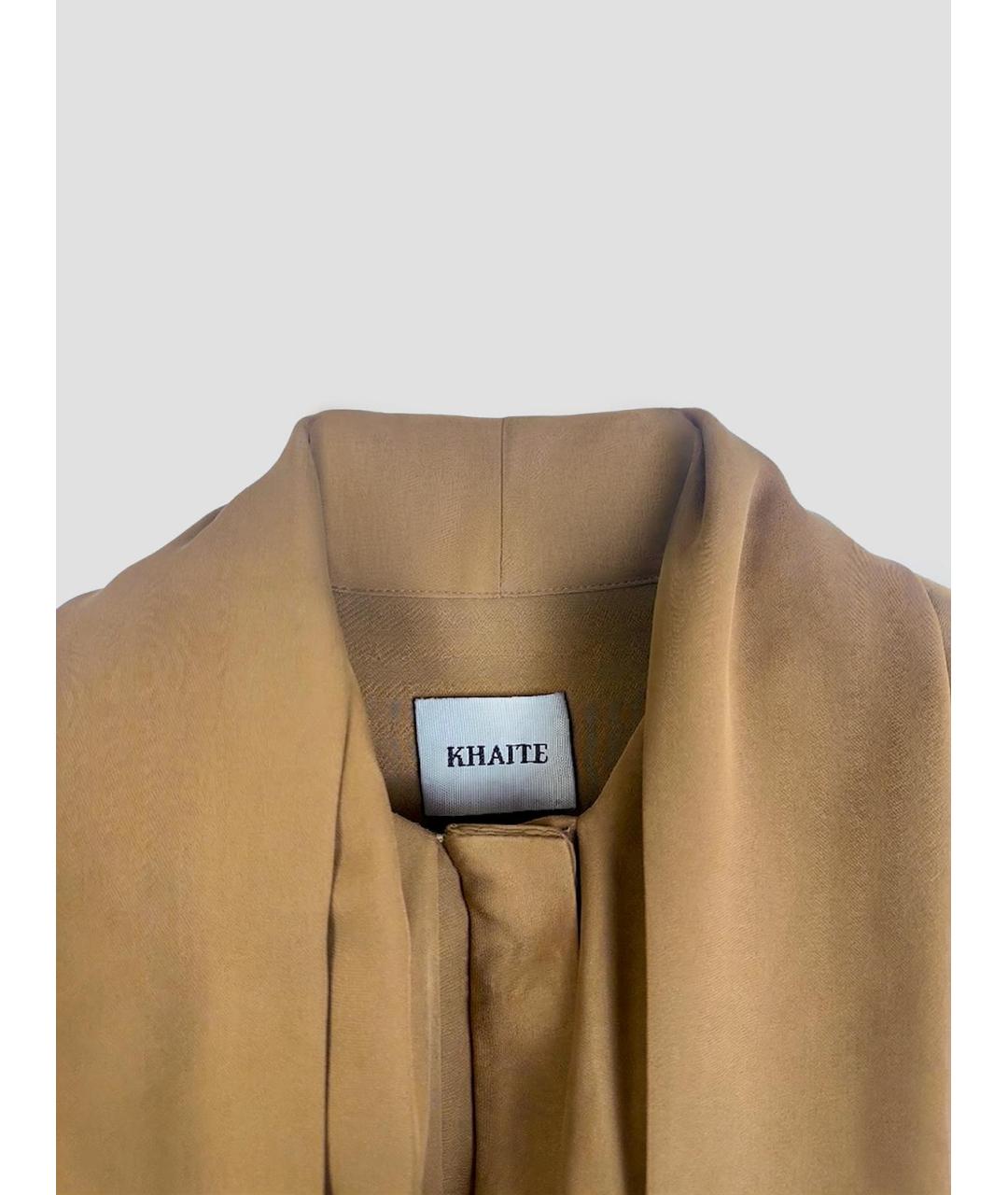 KHAITE Горчичная шелковая блузы, фото 3