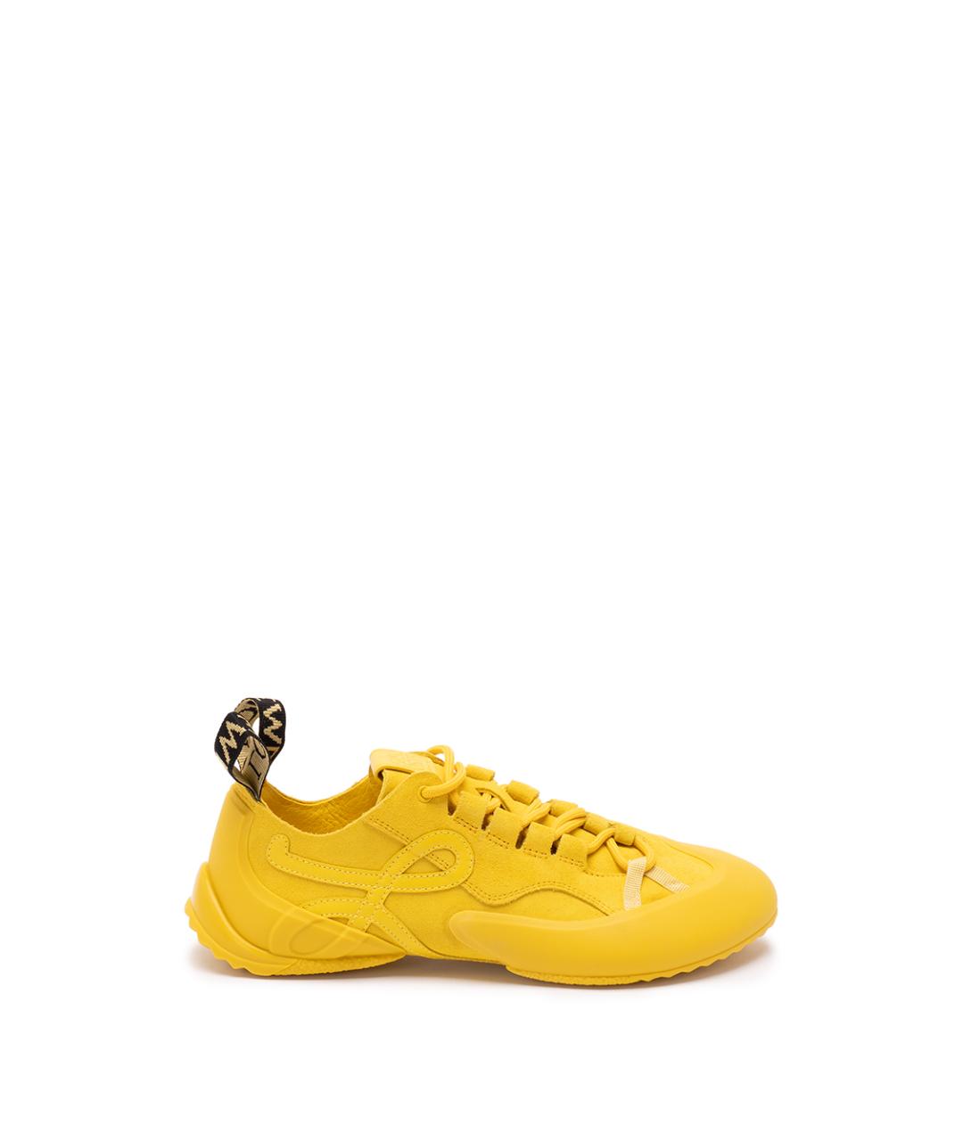 LOEWE Желтые кожаные кроссовки, фото 1