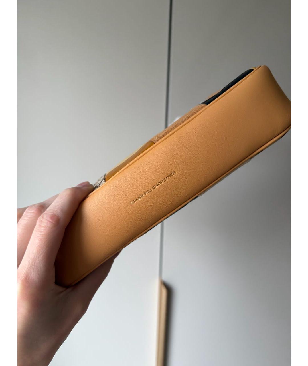 COACH Коричневая кожаная сумка с короткими ручками, фото 6