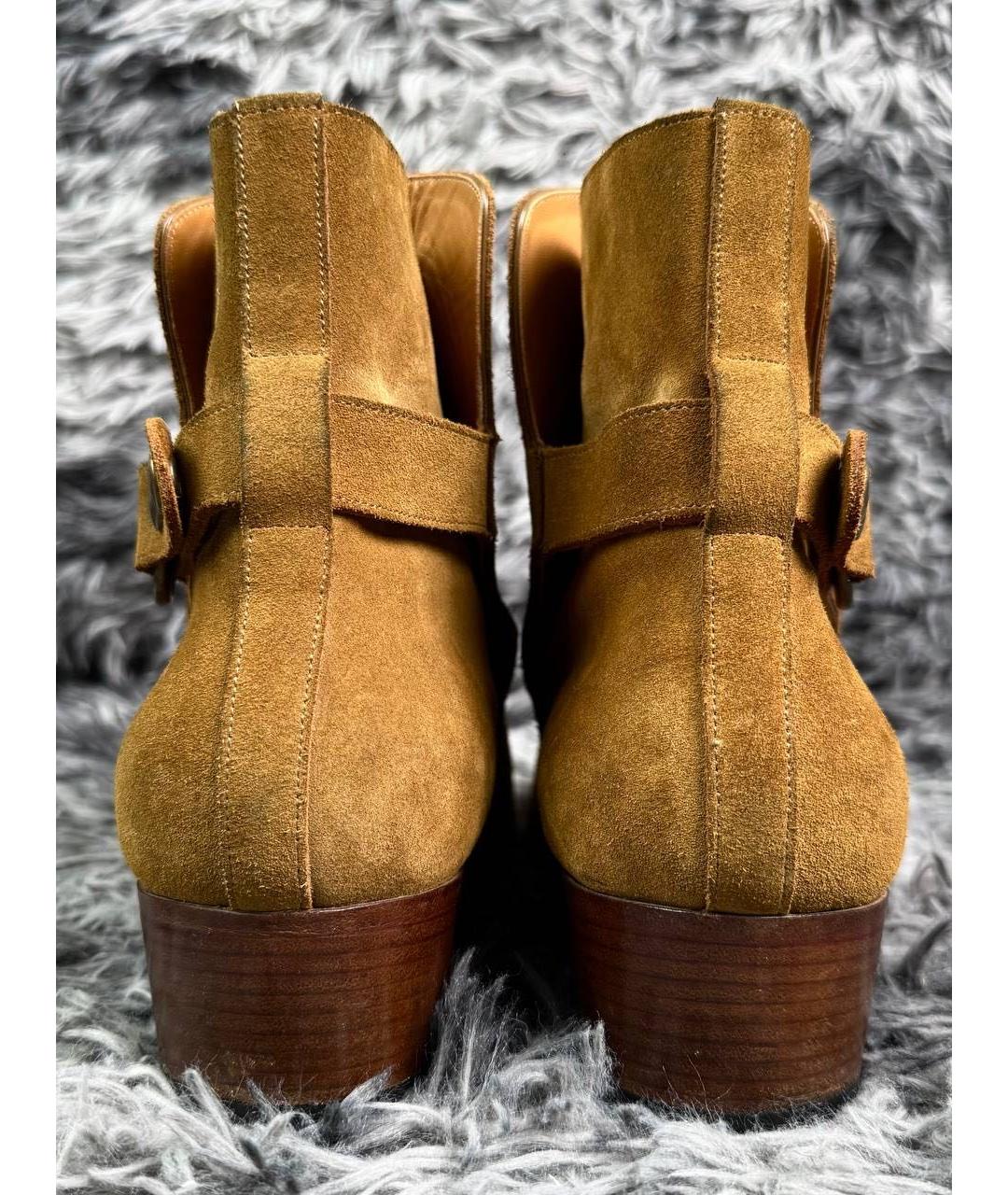 SAINT LAURENT Коричневые замшевые высокие ботинки, фото 4