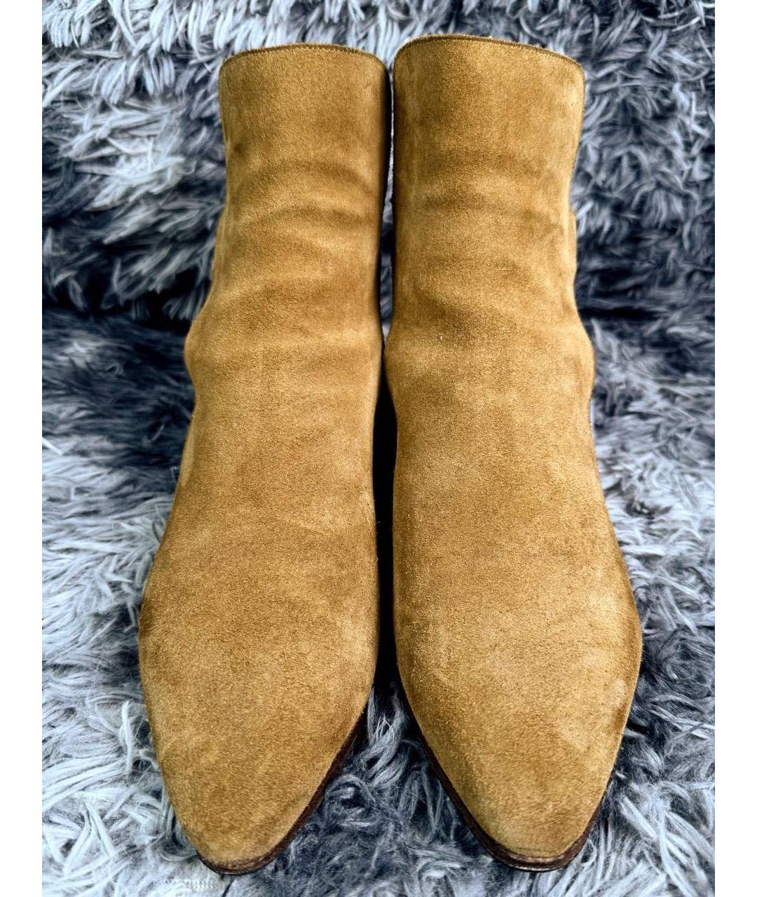 SAINT LAURENT Коричневые замшевые высокие ботинки, фото 3